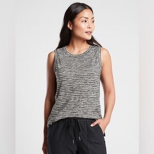 Athleta Printed Breezy Tank Black Stripes M Tall